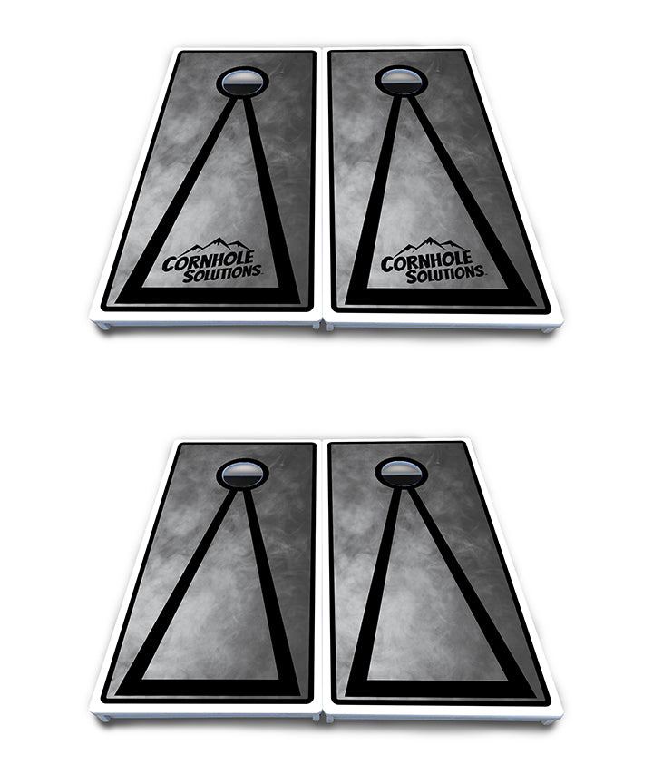 Waterproof - Smoke Triangle Design Options - All Weather Boards "Outdoor Solution" 18mm(3/4")Direct UV Printed - Regulation 2' by 4' Cornhole Boards (Set of 2 Boards) Double Thick Legs, with Leg Brace & Dual Support Braces!