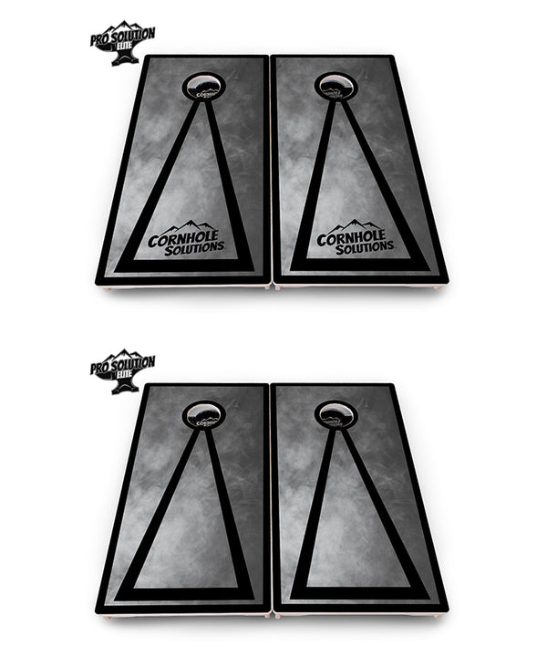 Pro Solution Elite - Smoke Triangle Design Options - Professional Tournament Cornhole Boards 3/4" Baltic Birch - Zero Bounce Zero Movement Vertical Interlocking Braces for Extra Weight & Stability +Double Thick Legs +Airmail Blocker