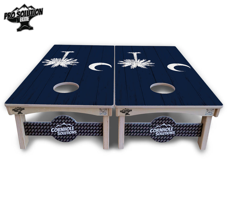 Pro Solution Elite - South Carolina Flag - Professional Tournament Cornhole Boards 3/4" Baltic Birch - Zero Bounce Zero Movement Vertical Interlocking Braces for Extra Weight & Stability +Double Thick Legs +Airmail Blocker