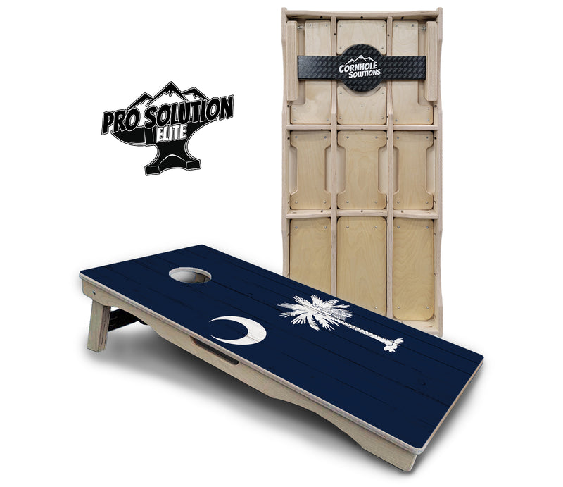 Pro Solution Elite - South Carolina Flag - Professional Tournament Cornhole Boards 3/4" Baltic Birch - Zero Bounce Zero Movement Vertical Interlocking Braces for Extra Weight & Stability +Double Thick Legs +Airmail Blocker