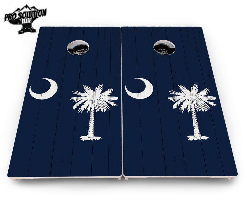 Pro Solution Elite - South Carolina Flag - Professional Tournament Cornhole Boards 3/4" Baltic Birch - Zero Bounce Zero Movement Vertical Interlocking Braces for Extra Weight & Stability +Double Thick Legs +Airmail Blocker