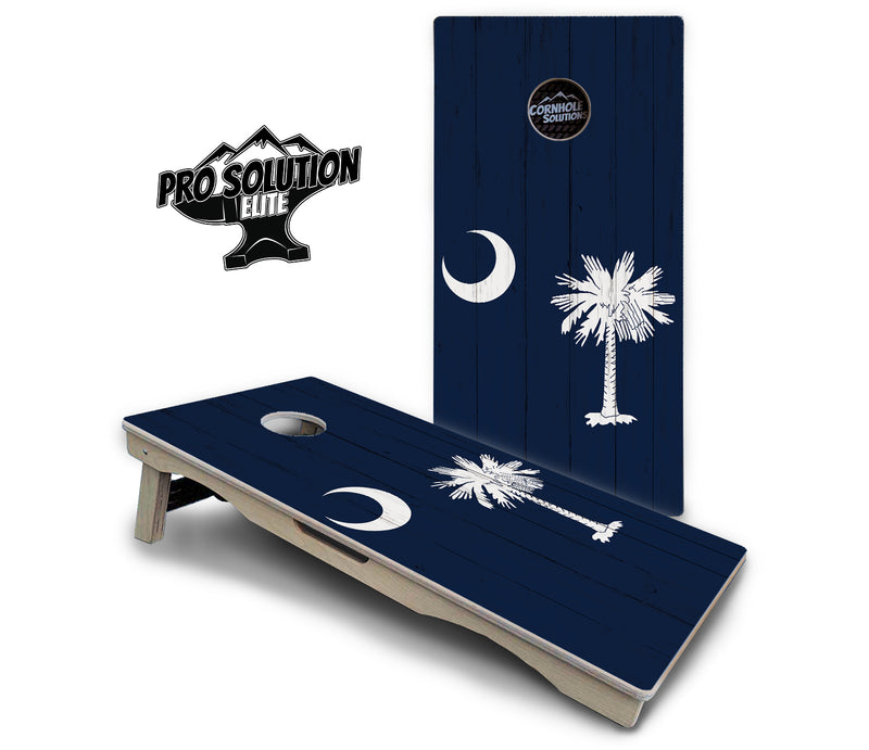 Pro Solution Elite - South Carolina Flag - Professional Tournament Cornhole Boards 3/4" Baltic Birch - Zero Bounce Zero Movement Vertical Interlocking Braces for Extra Weight & Stability +Double Thick Legs +Airmail Blocker