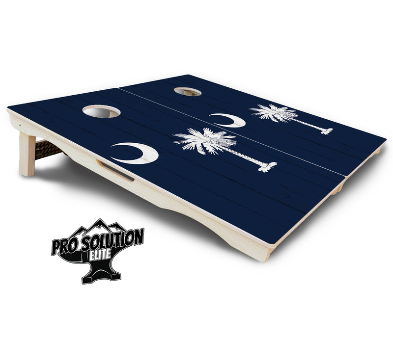 Pro Solution Elite - South Carolina Flag - Professional Tournament Cornhole Boards 3/4" Baltic Birch - Zero Bounce Zero Movement Vertical Interlocking Braces for Extra Weight & Stability +Double Thick Legs +Airmail Blocker