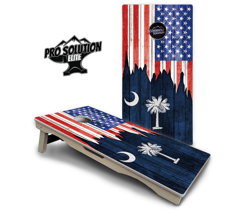 Pro Solution Elite - State Flag Designs New Mexico to South Carolina - Professional Tournament Cornhole Boards 3/4" Baltic Birch - Zero Bounce Zero Movement Vertical Interlocking Braces for Extra Weight & Stability +Double Thick Legs +Airmail Blocker