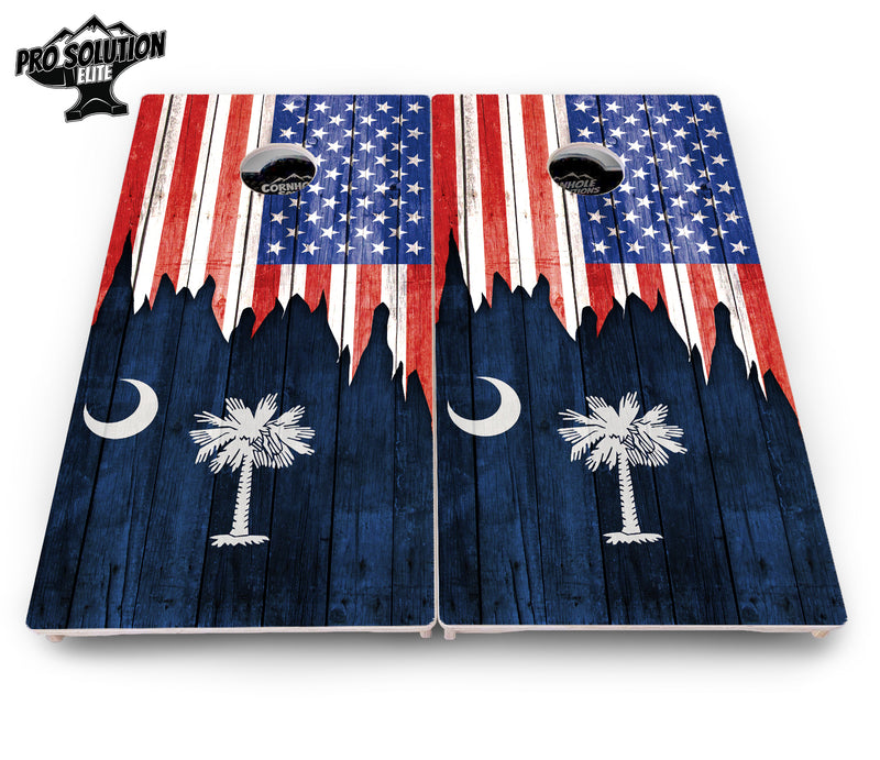 Pro Solution Elite - State Flag Designs New Mexico to South Carolina - Professional Tournament Cornhole Boards 3/4" Baltic Birch - Zero Bounce Zero Movement Vertical Interlocking Braces for Extra Weight & Stability +Double Thick Legs +Airmail Blocker