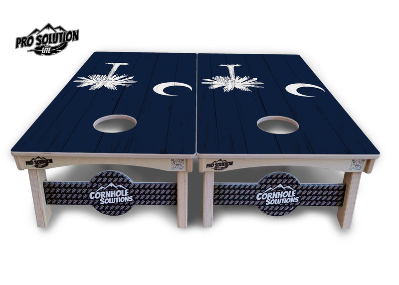 Pro Solution Lite - South Carolina Flag - Professional Tournament Cornhole Boards 3/4" Baltic Birch - Zero Bounce Zero Movement Vertical Interlocking Braces for Extra Weight & Stability +Double Thick Legs +Airmail Blocker