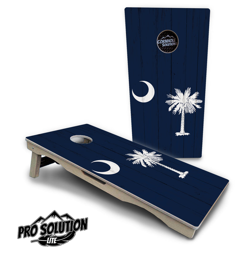 Pro Solution Lite - South Carolina Flag - Professional Tournament Cornhole Boards 3/4" Baltic Birch - Zero Bounce Zero Movement Vertical Interlocking Braces for Extra Weight & Stability +Double Thick Legs +Airmail Blocker