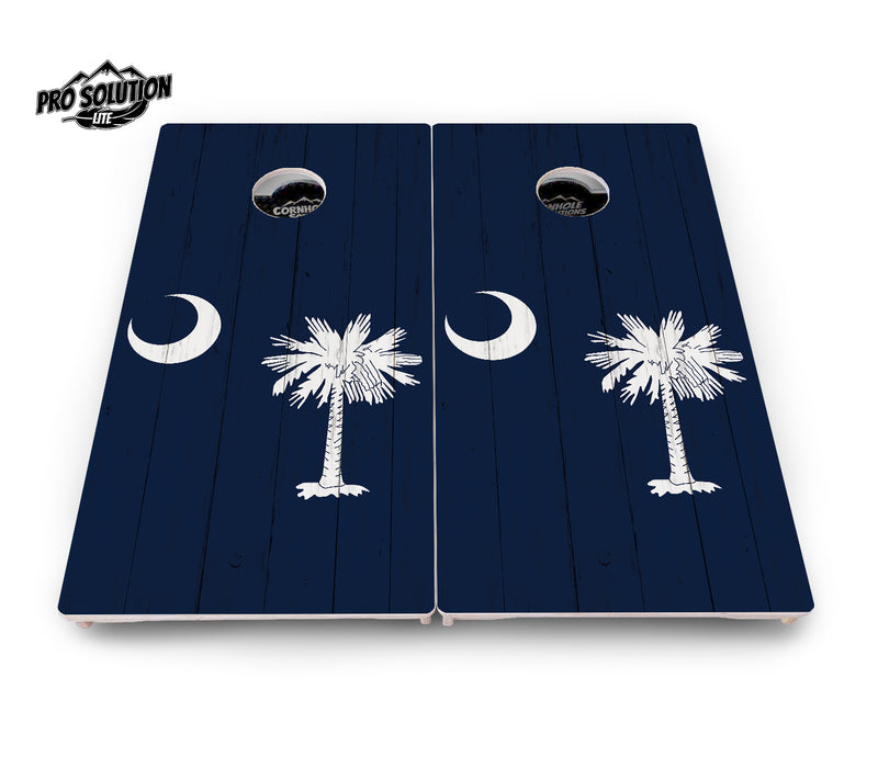 Pro Solution Lite - South Carolina Flag - Professional Tournament Cornhole Boards 3/4" Baltic Birch - Zero Bounce Zero Movement Vertical Interlocking Braces for Extra Weight & Stability +Double Thick Legs +Airmail Blocker