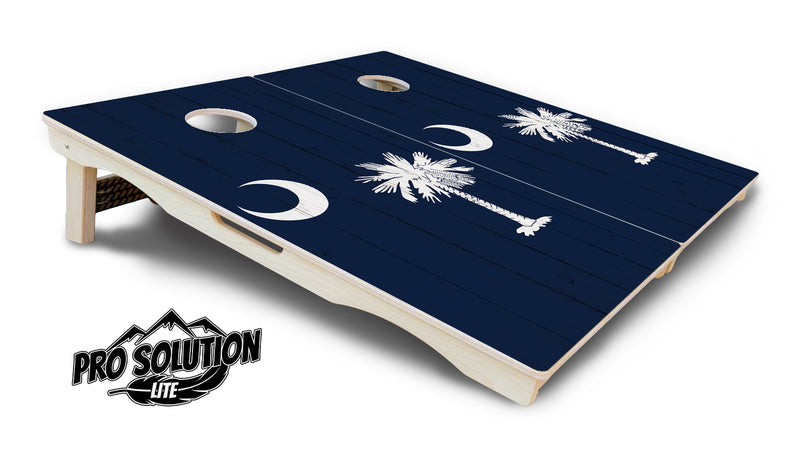 Pro Solution Lite - South Carolina Flag - Professional Tournament Cornhole Boards 3/4" Baltic Birch - Zero Bounce Zero Movement Vertical Interlocking Braces for Extra Weight & Stability +Double Thick Legs +Airmail Blocker