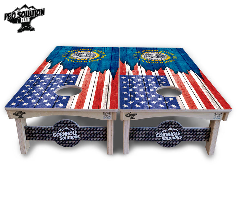 Pro Solution Elite - State Flag Designs South Dakota to Wyoming - Professional Tournament Cornhole Boards 3/4" Baltic Birch - Zero Bounce Zero Movement Vertical Interlocking Braces for Extra Weight & Stability +Double Thick Legs +Airmail Blocker