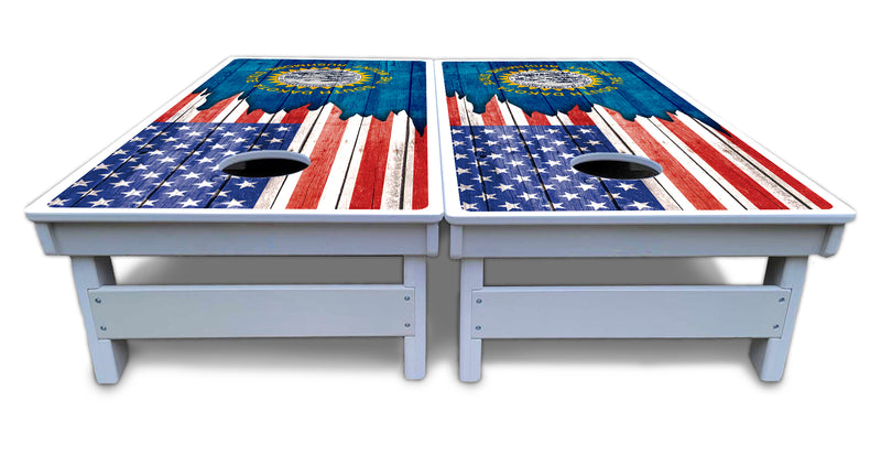 Waterproof - State Flag Designs South Dakota to Wyoming - All Weather Boards "Outdoor Solution" 18mm(3/4")Direct UV Printed - Regulation 2' by 4' Cornhole Boards (Set of 2 Boards) Double Thick Legs, with Leg Brace & Dual Support Braces!