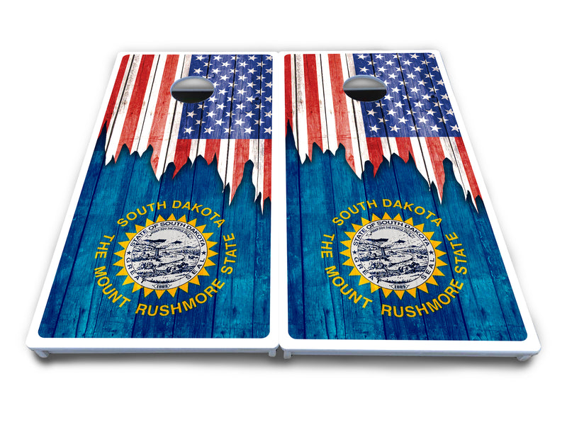 Waterproof - State Flag Designs South Dakota to Wyoming - All Weather Boards "Outdoor Solution" 18mm(3/4")Direct UV Printed - Regulation 2' by 4' Cornhole Boards (Set of 2 Boards) Double Thick Legs, with Leg Brace & Dual Support Braces!