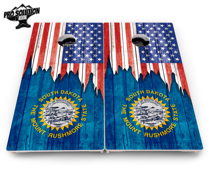 Pro Solution Elite - State Flag Designs South Dakota to Wyoming - Professional Tournament Cornhole Boards 3/4" Baltic Birch - Zero Bounce Zero Movement Vertical Interlocking Braces for Extra Weight & Stability +Double Thick Legs +Airmail Blocker