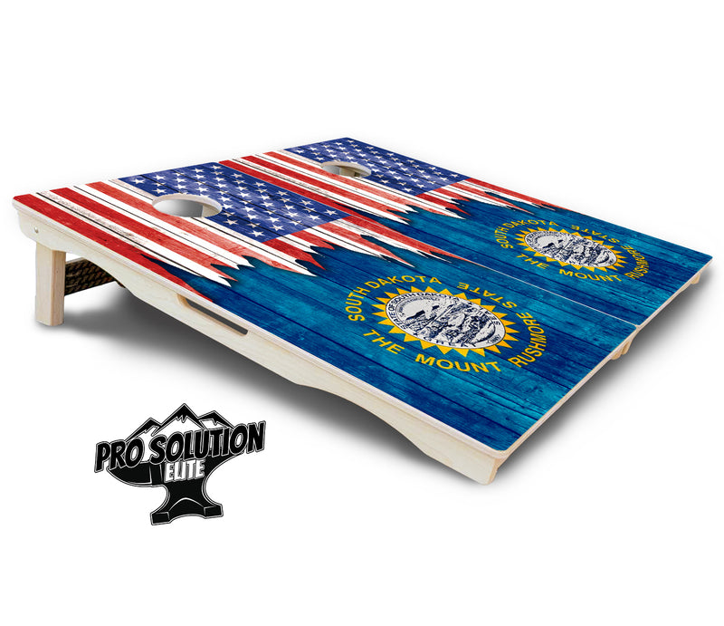 Pro Solution Elite - State Flag Designs South Dakota to Wyoming - Professional Tournament Cornhole Boards 3/4" Baltic Birch - Zero Bounce Zero Movement Vertical Interlocking Braces for Extra Weight & Stability +Double Thick Legs +Airmail Blocker