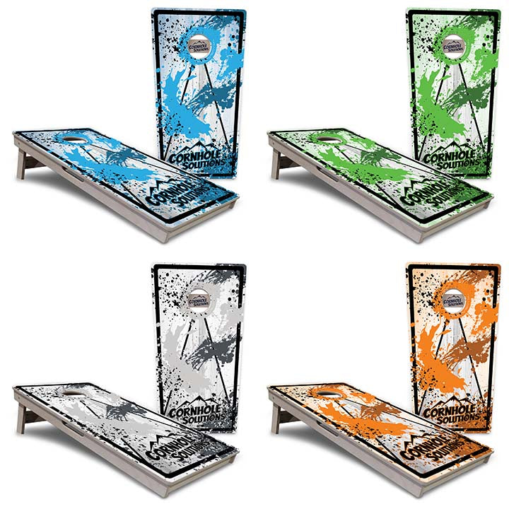 Tournament Boards - Paint Splatter CS Logo Design Options - Professional Tournament 2'x4' Regulation Cornhole Set - 3/4″ Baltic Birch + UV Direct Print + UV Clear Coat