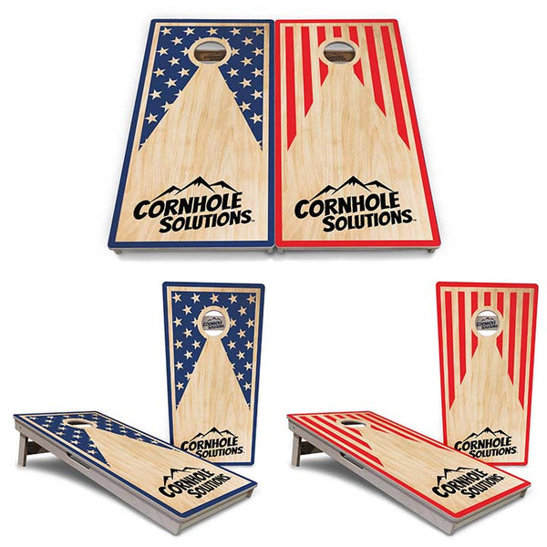 Tournament Boards - Stars & Stripes Keyhole - CS Logo - Professional Tournament 2'x4' Regulation Cornhole Set - 3/4″ Baltic Birch + UV Direct Print + UV Clear Coat
