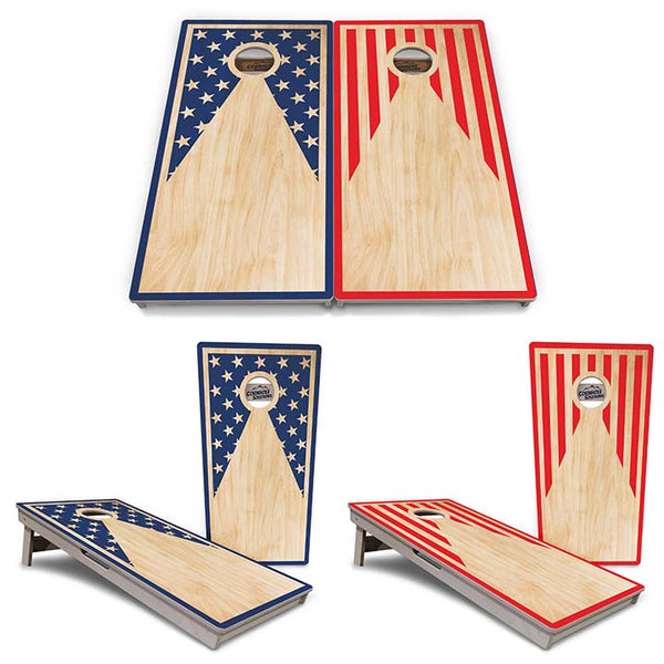 Tournament Boards - Stars & Stripes Keyhole - No Logo - Professional Tournament 2'x4' Regulation Cornhole Set - 3/4″ Baltic Birch + UV Direct Print + UV Clear Coat