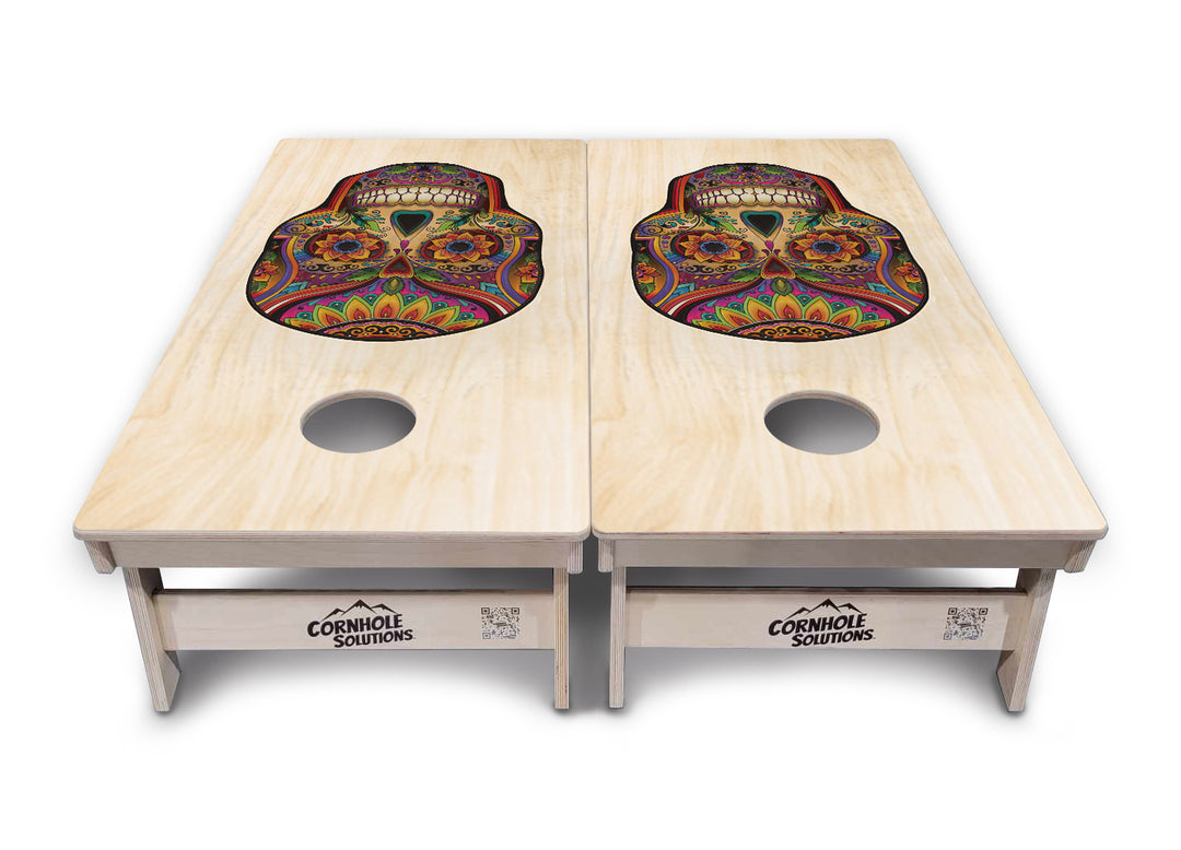Sugar Skull Cornhole Boards - Professional Tournament Series - Natural