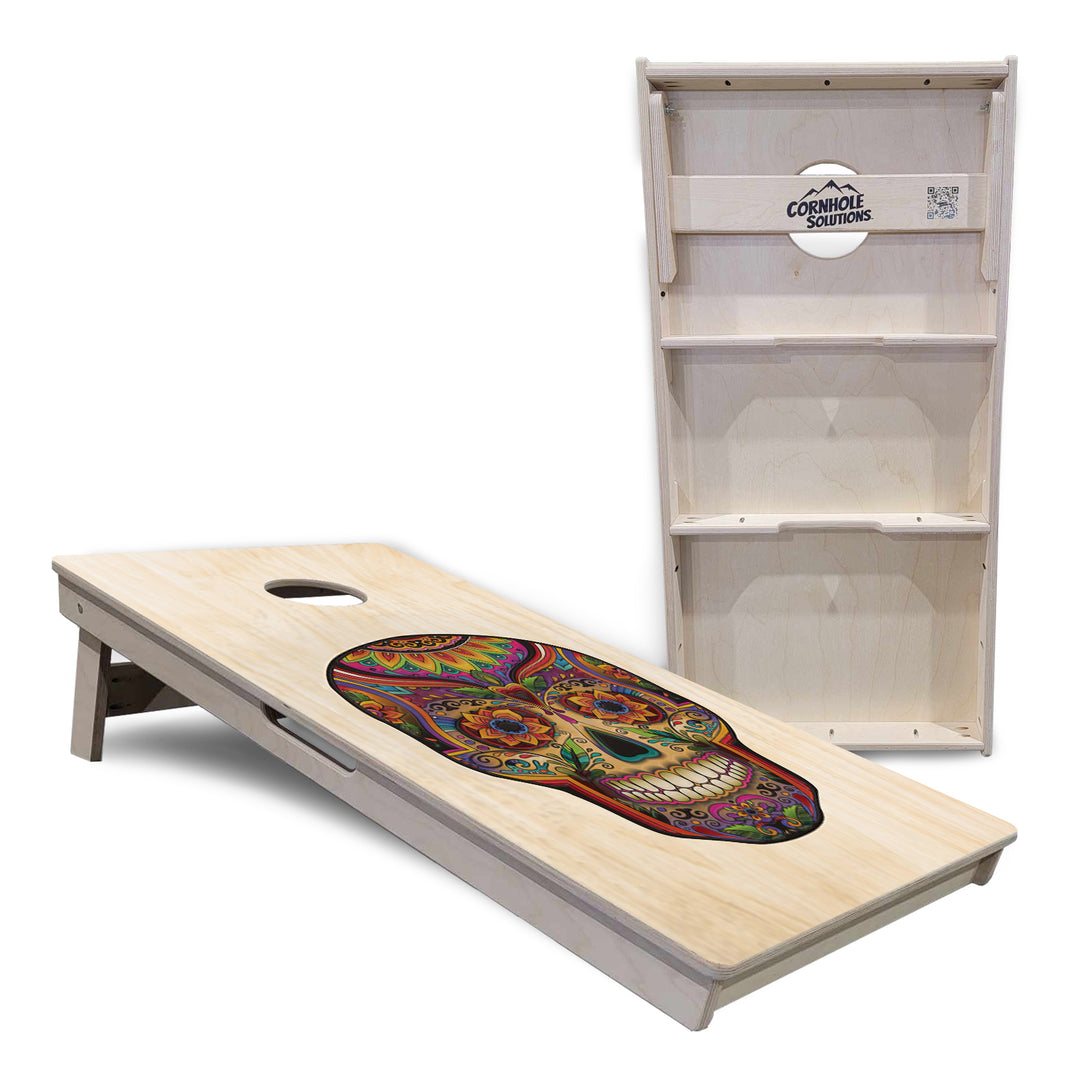 Sugar Skull Cornhole Boards - Professional Tournament Series - Natural