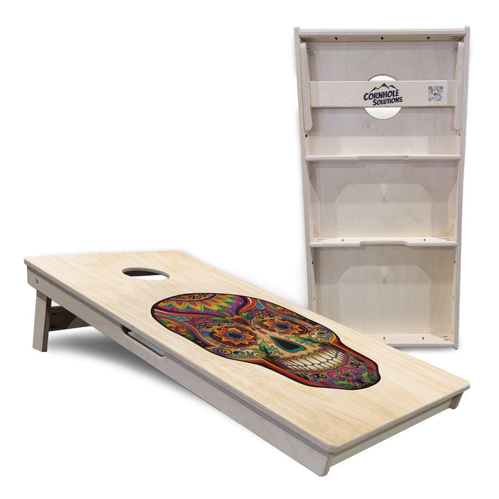 Sugar Skull Cornhole Boards - Professional Tournament Series - Natural