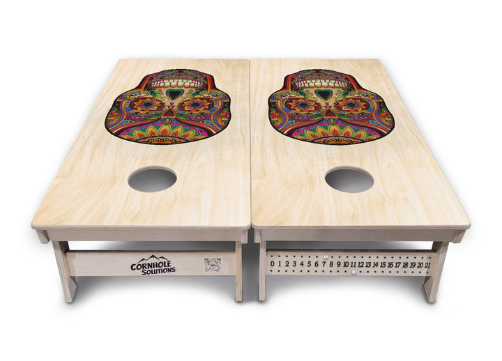Sugar Skull Cornhole Boards - Professional Tournament Series - Natural