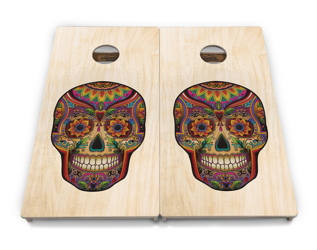 Sugar Skull Cornhole Boards - Professional Tournament Series - Natural