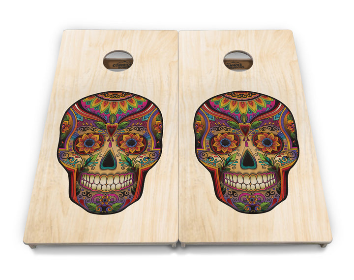 Sugar Skull Cornhole Boards - Professional Tournament Series - Natural