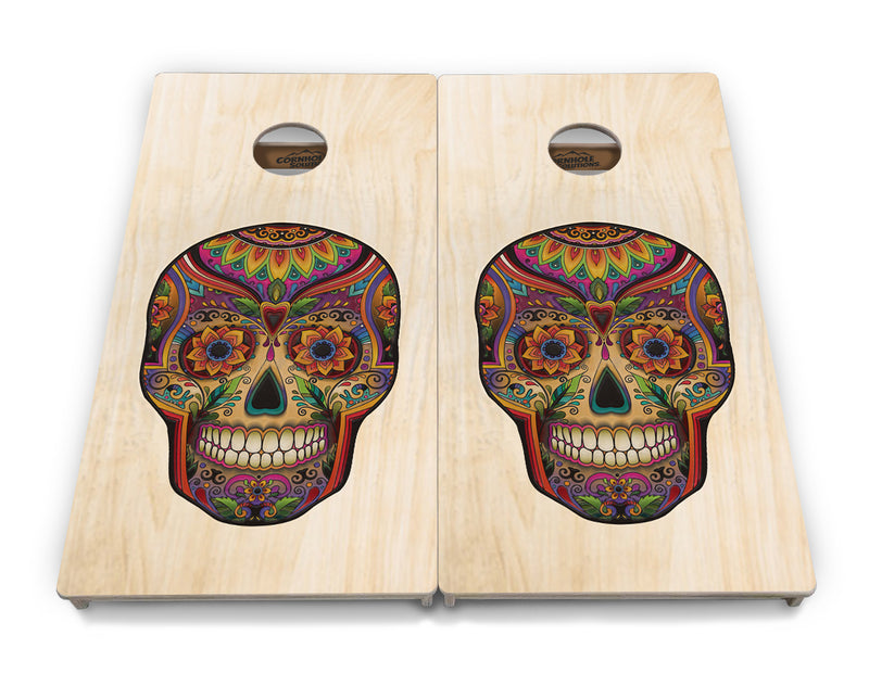 Tournament Boards - Sugar Skull Design - Professional Tournament 2'x4' Regulation Cornhole Set - 3/4″ Baltic Birch - UV Direct Print + UV Clear Coat