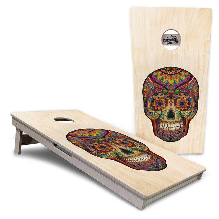 Sugar Skull Cornhole Boards - Professional Tournament Series - Natural