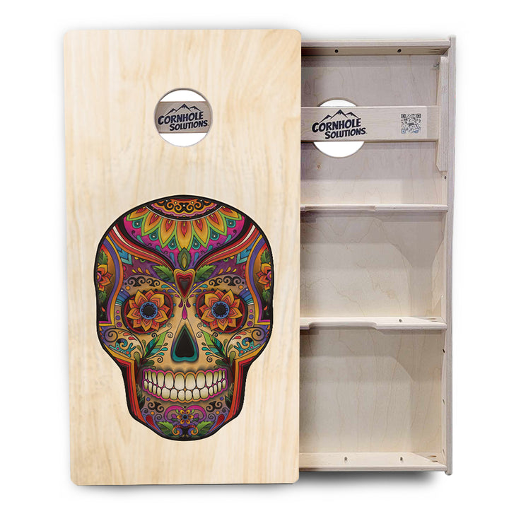 Sugar Skull Cornhole Boards - Professional Tournament Series - Natural