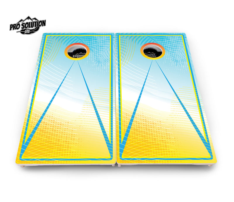 Pro Solution Elite - Summer Gradient No Logo - Professional Tournament Cornhole Boards 3/4" Baltic Birch - Zero Bounce Zero Movement Vertical Interlocking Braces for Extra Weight & Stability +Double Thick Legs +Airmail Blocker