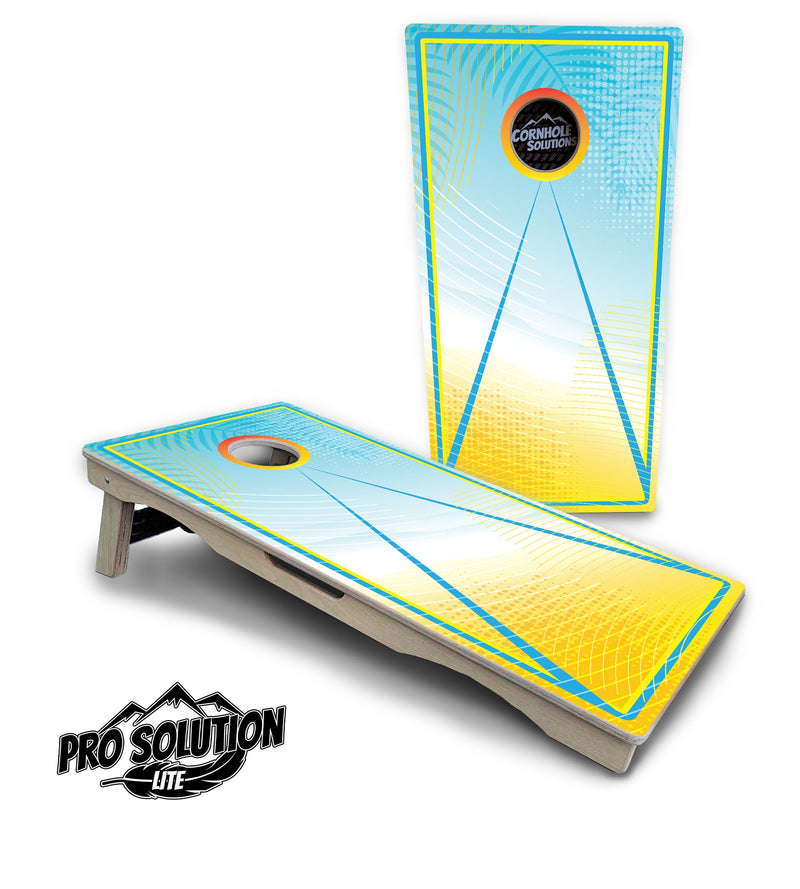 Pro Solution Elite - Summer Gradient No Logo - Professional Tournament Cornhole Boards 3/4" Baltic Birch - Zero Bounce Zero Movement Vertical Interlocking Braces for Extra Weight & Stability +Double Thick Legs +Airmail Blocker