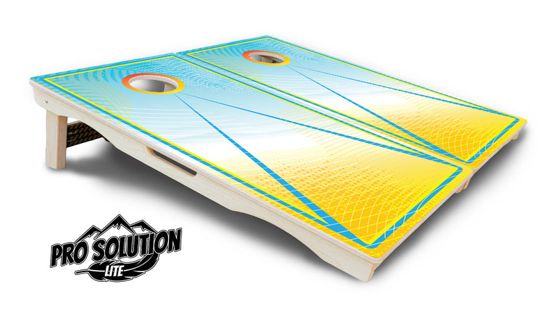 Pro Solution Elite - Summer Gradient No Logo - Professional Tournament Cornhole Boards 3/4" Baltic Birch - Zero Bounce Zero Movement Vertical Interlocking Braces for Extra Weight & Stability +Double Thick Legs +Airmail Blocker