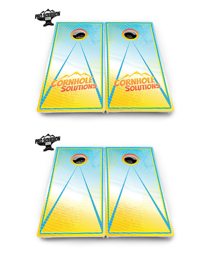 Pro Solution Elite - Summertime Design Options - Professional Tournament Cornhole Boards 3/4" Baltic Birch - Zero Bounce Zero Movement Vertical Interlocking Braces for Extra Weight & Stability +Double Thick Legs +Airmail Blocker