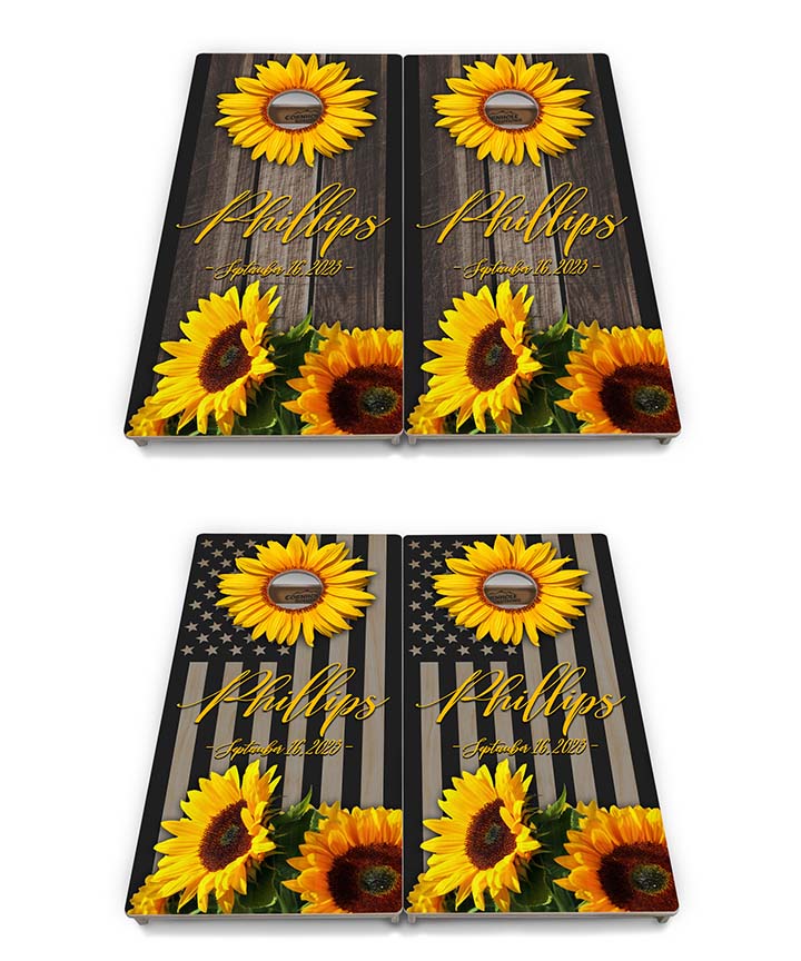 Tournament Regulation Cornhole Set Sunflower Designs