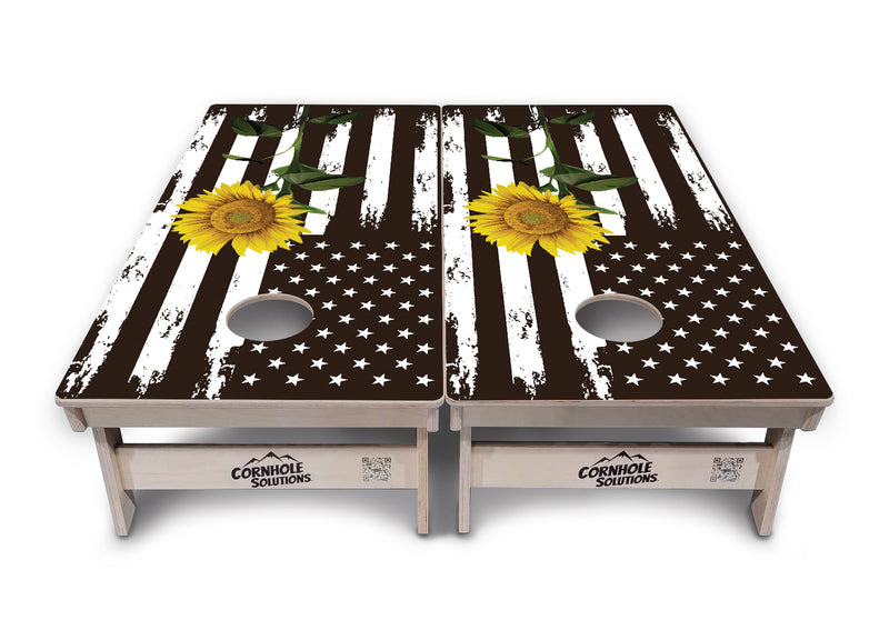 Tournament Boards - Sunflower Flag Design - Professional Tournament 2'x4' Regulation Cornhole Set - 3/4″ Baltic Birch + UV Direct Print + UV Clear Coat