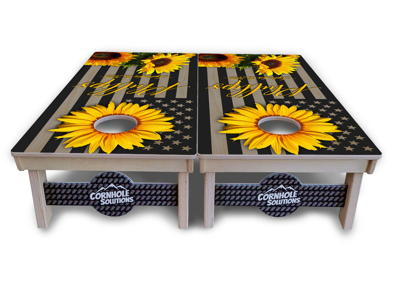 Tournament Regulation Cornhole Set - Sunflower Designs 2'x4' +UV Direct Print +UV Clear Coat