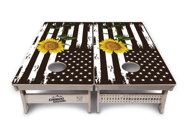 Tournament Boards - Sunflower Flag Design - Professional Tournament 2'x4' Regulation Cornhole Set - 3/4″ Baltic Birch - UV Direct Print + UV Clear Coat