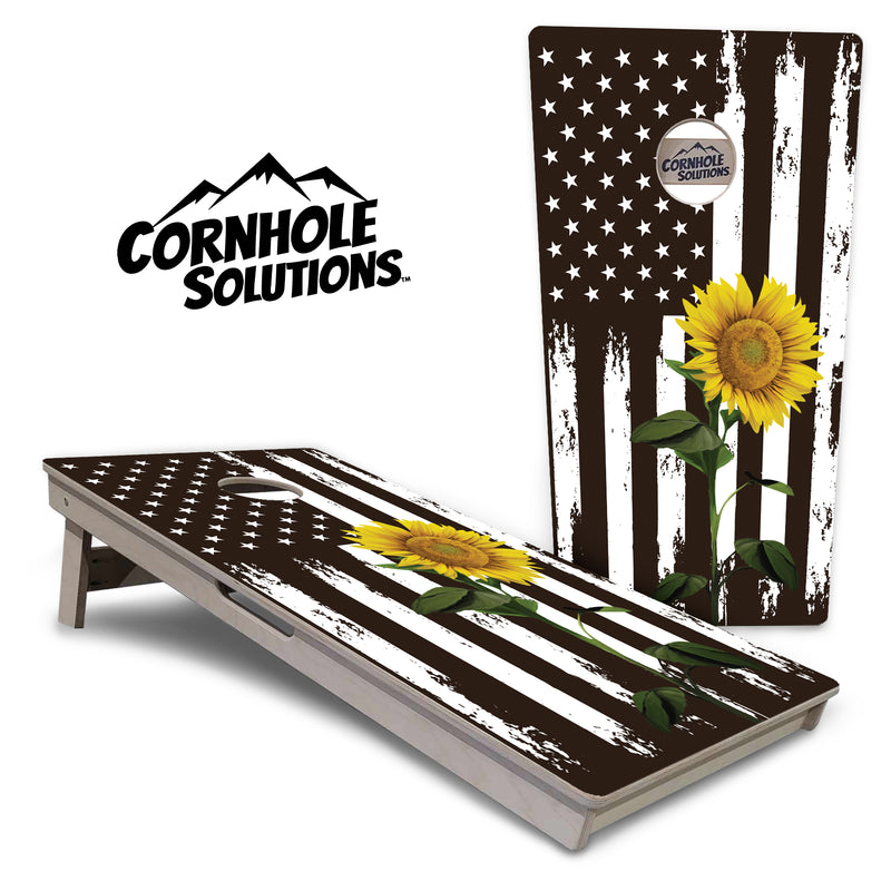 Sunflower Flag Design - Regulation 2' by 4' Tournament Cornhole Set 18mm (3/4″) Baltic Birch