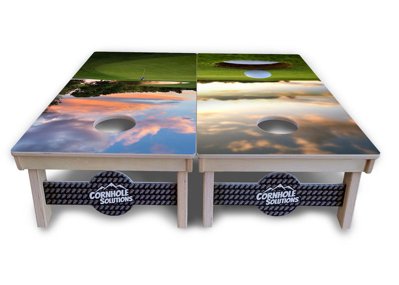 Tournament Boards - Golf Course Sunset Design Options - Professional Tournament 2'x4' Regulation Cornhole Set - 3/4″ Baltic Birch + UV Direct Print + UV Clear Coat
