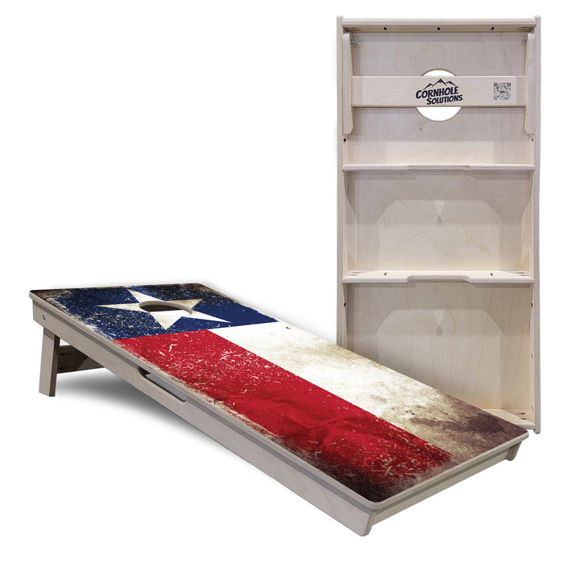 Tournament Boards - Texas Distressed Flag - Professional Tournament 2'x4' Regulation Cornhole Set - 3/4″ Baltic Birch + UV Direct Print + UV Clear Coat