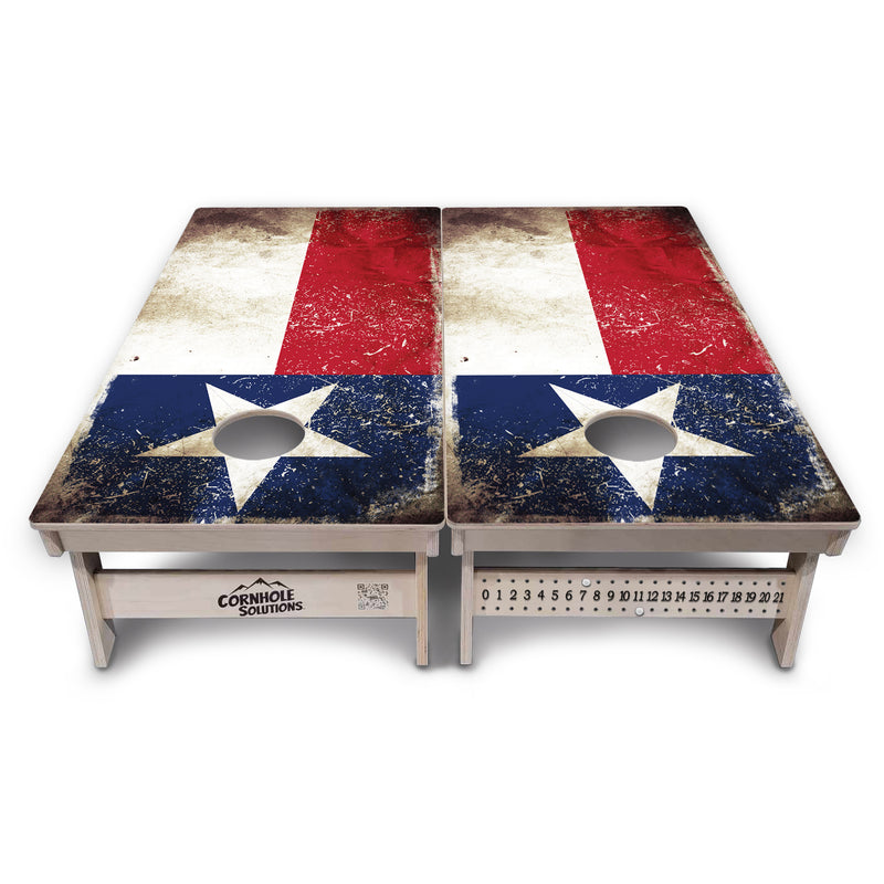 Tournament Boards - Texas Distressed Flag - Professional Tournament 2'x4' Regulation Cornhole Set - 3/4″ Baltic Birch + UV Direct Print + UV Clear Coat