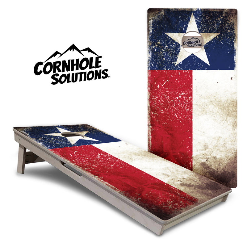 Tournament Boards - Texas Distressed Flag - Professional Tournament 2'x4' Regulation Cornhole Set - 3/4″ Baltic Birch + UV Direct Print + UV Clear Coat