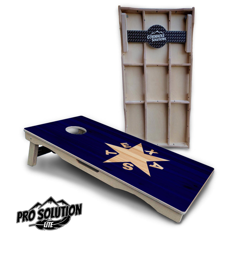 Pro Solution Elite - Texas Blue Wood - Professional Tournament Cornhole Boards 3/4" Baltic Birch - Zero Bounce Zero Movement Vertical Interlocking Braces for Extra Weight & Stability +Double Thick Legs +Airmail Blocker