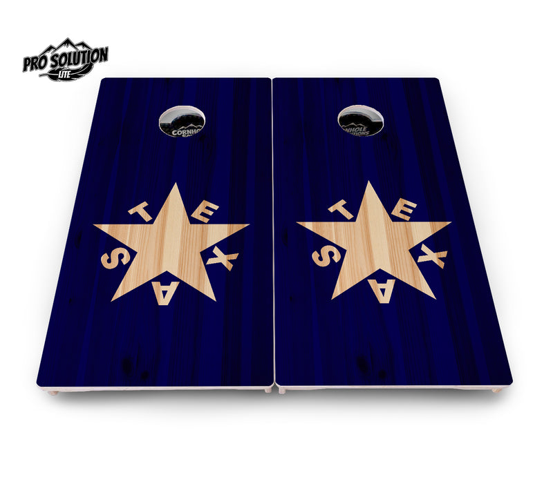 Pro Solution Lite - Texas Blue Wood - Professional Tournament Cornhole Boards 3/4" Baltic Birch - Zero Bounce Zero Movement Vertical Interlocking Braces for Extra Weight & Stability +Double Thick Legs +Airmail Blocker