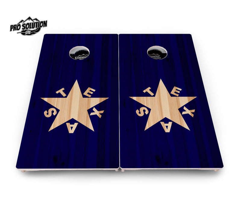 Pro Solution Elite - Texas Blue Wood - Professional Tournament Cornhole Boards 3/4" Baltic Birch - Zero Bounce Zero Movement Vertical Interlocking Braces for Extra Weight & Stability +Double Thick Legs +Airmail Blocker