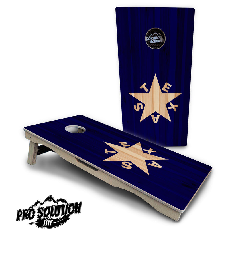 Pro Solution Lite - Texas Blue Wood - Professional Tournament Cornhole Boards 3/4" Baltic Birch - Zero Bounce Zero Movement Vertical Interlocking Braces for Extra Weight & Stability +Double Thick Legs +Airmail Blocker