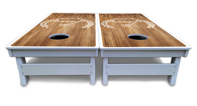 Waterproof - Laurel Design - All Weather Boards "Outdoor Solution" 18mm(3/4")Direct UV Printed - Regulation 2' by 4' Cornhole Boards (Set of 2 Boards) Double Thick Legs, with Leg Brace & Dual Support Braces!