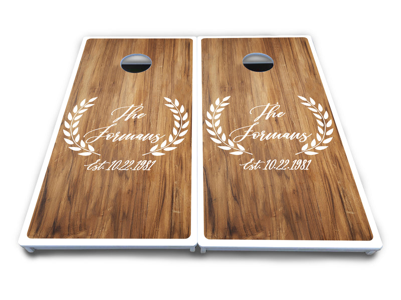 Waterproof - Laurel Design - All Weather Boards "Outdoor Solution" 18mm(3/4")Direct UV Printed - Regulation 2' by 4' Cornhole Boards (Set of 2 Boards) Double Thick Legs, with Leg Brace & Dual Support Braces!