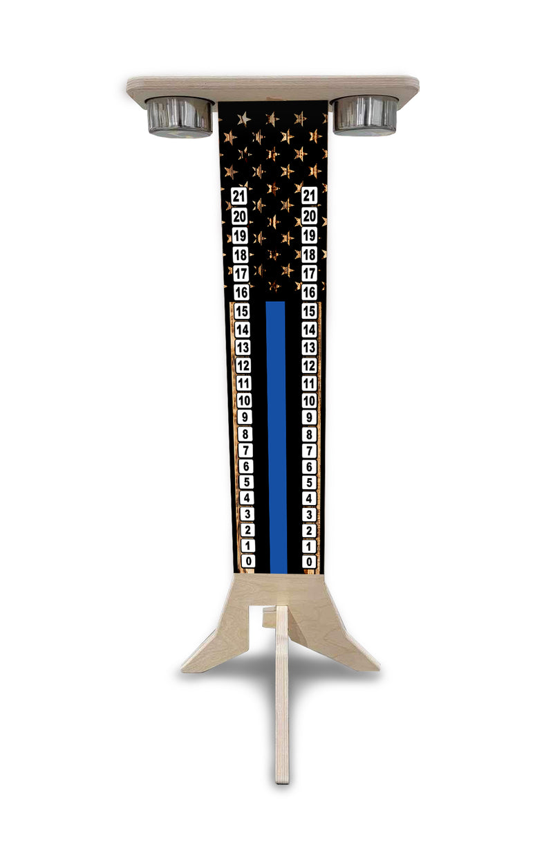 Scoring Solution - Thin Blue Line Design (2 Stainless Steel Cups & 2 Clips Included per Stand) 18mm(3/4″) Baltic Birch!